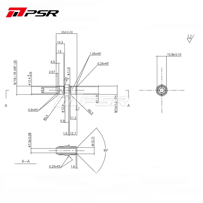 PSR Turbo Water Cooling Fitting Kit -6 AN for PT/X28 PT/X30 PT/X35 GEN I/II PSR3584 GEN2 PTG25 PTG30 PTG35 PTG42