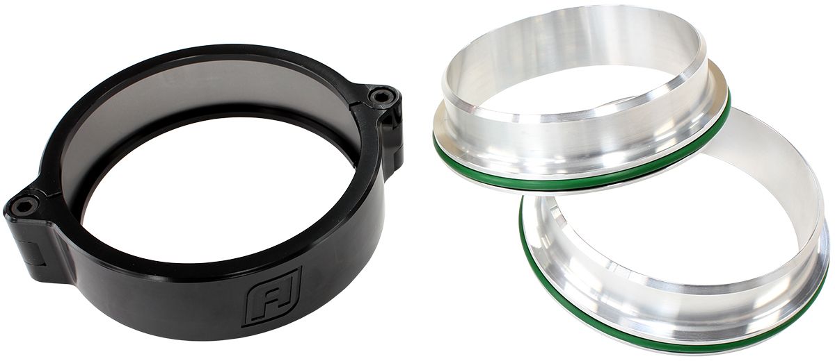 Aeroflow 2" (51mm) Billet Intercooler Clamp with Stainless Steel Weld Flanges (AF25-2000SS-BLK)