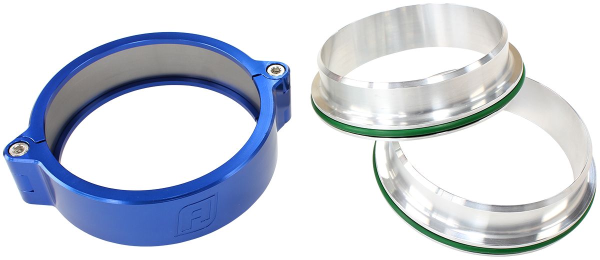 Aeroflow 2" (51mm) Billet Intercooler Clamp with Stainless Steel Weld Flanges (AF25-2000SS-BL)