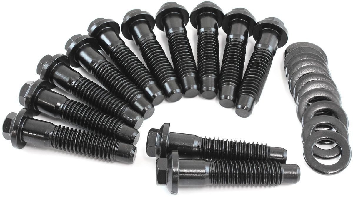 Aeroflow Small Block & Big Block Chrysler Intake Bolts - Black Finish (AF37-1215)