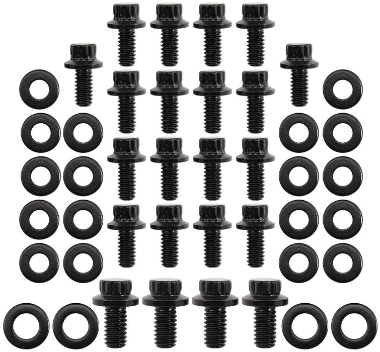 Small Block Ford Windsor & Ford Cleveland Oil Pan Bolt Kit - Black Fin