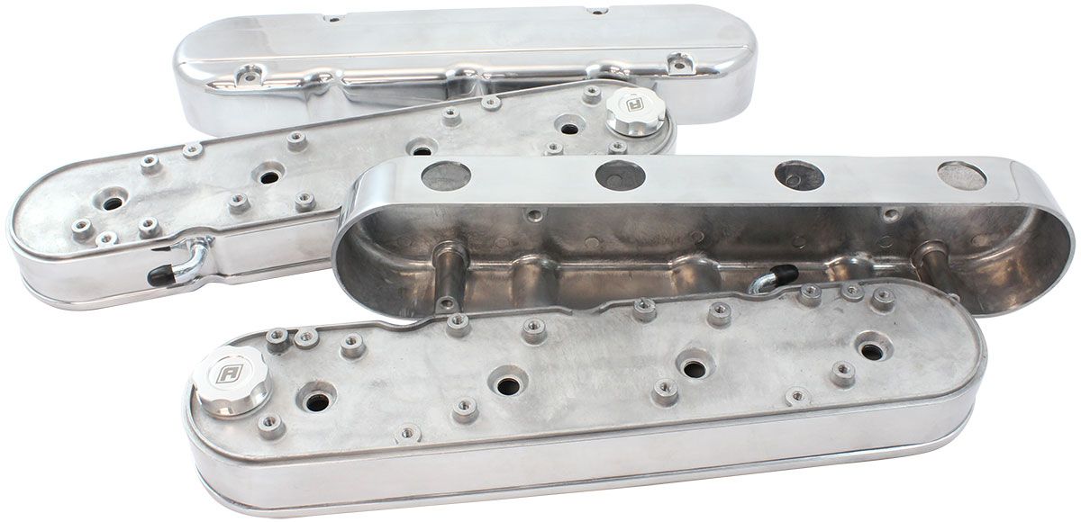 GM LS 2 Piece Retro Smooth Valve Cover Set, Polished Finish