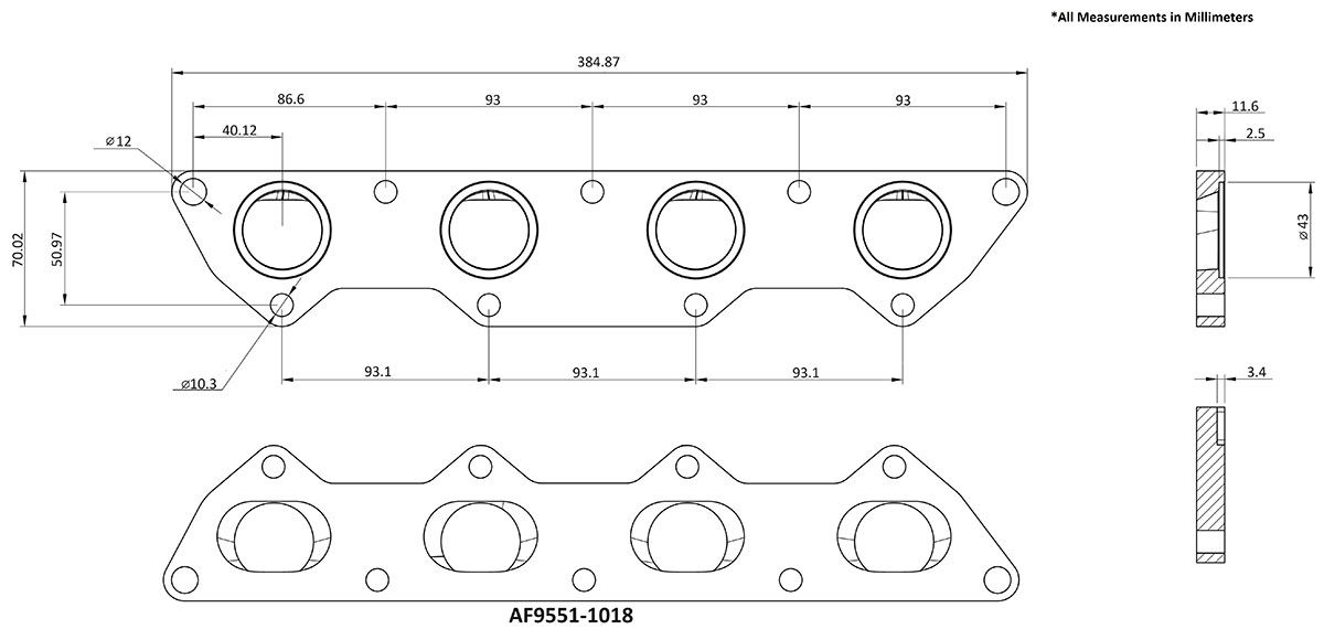 Aeroflow Mitsubishi Evolution 4-9 4G63 Stainless Steel Header Flange (AF9551-1018SS)