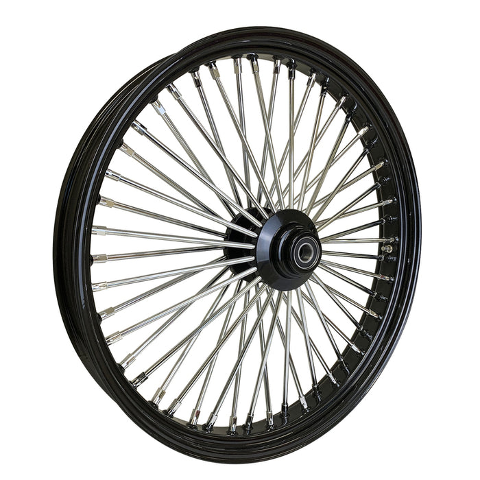 Attitude Inc Wheel, Front, MaxSpoke, Black/Chrome Spoke, For Harley-DavidsonÂ®, 21X2.15 Single Disc 3/4'' Axle, Each