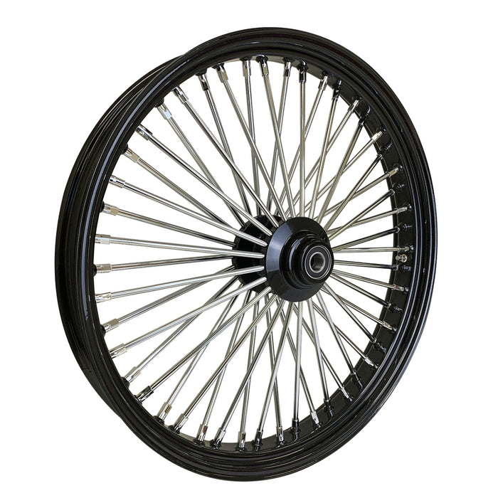 Attitude Inc Wheel, Front, MaxSpoke, Black/Chrome, For Harley-DavidsonÂ® Narrow Glide, 21 x 2.15 in., Single Disc, 3/4'' Axle, Each