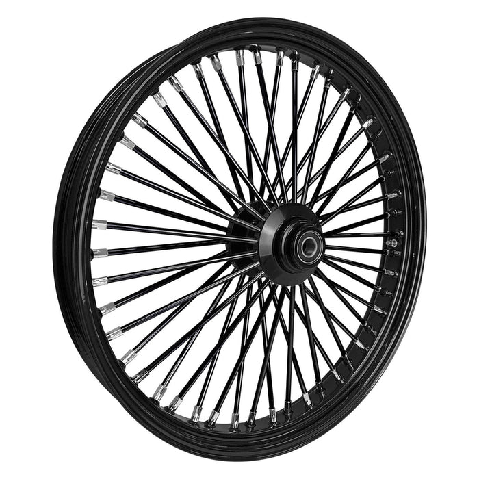 Attitude Inc Wheel, Front, MaxSpoke, Black/Black. for Harley-Davidson Narrow Glide, 21 x 2.15 in, Single Disc, 3/4'' Axle, Each