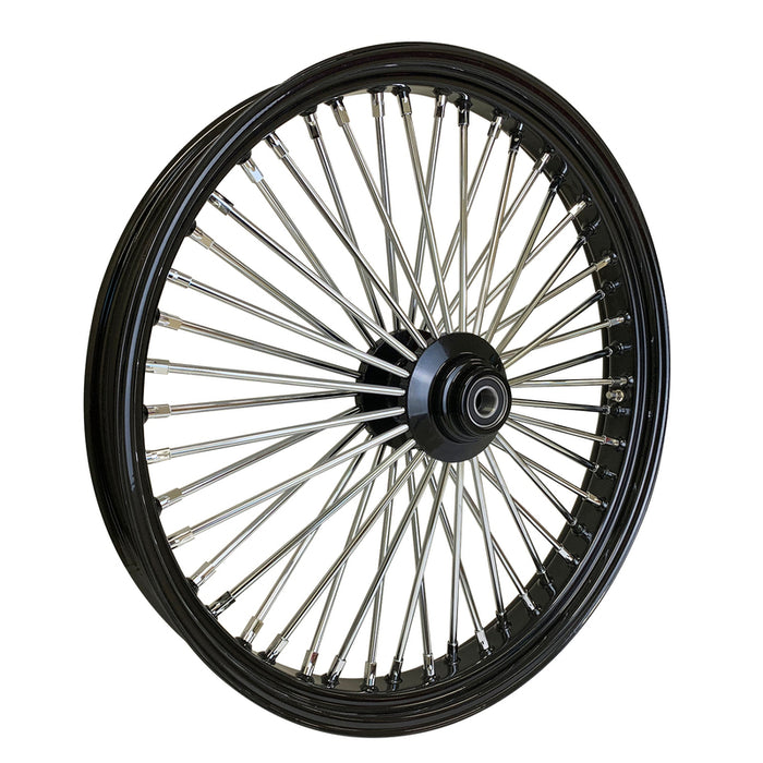 Attitude Inc Wheel, Front, MaxSpoke, Black/Chrome Spoke, For Harley-Davidson , 21 x 2.15 Single Disc, 25mm Axle, Each