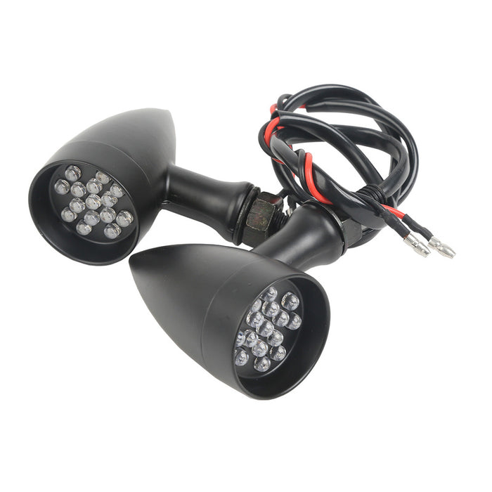 Attitude Inc Mini Bullet Universal Turn Signal Indicator Lights LED, Black, For Harley Models, Set