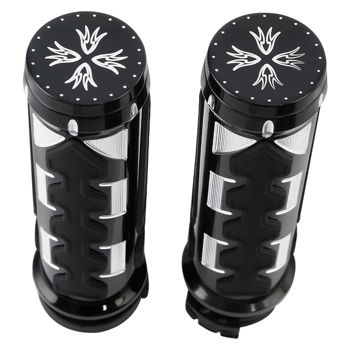 Attitude Inc Handlebar Hand Grips Electric Throttle, Black CNC Machine, 1 in, Handlebar, For Harley Road Glide 2008-2020, Pair