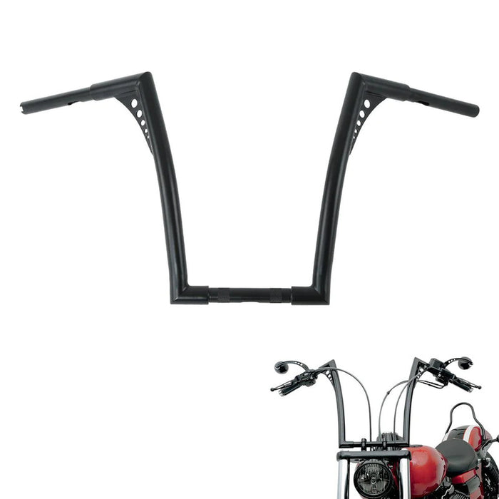 Attitude Inc Bonanza Handlebar, Black Powder Coat 14 Inc , 1-1/4 in. Ape Hangers, For Harley Softail Sportster Fat Boy Dyna