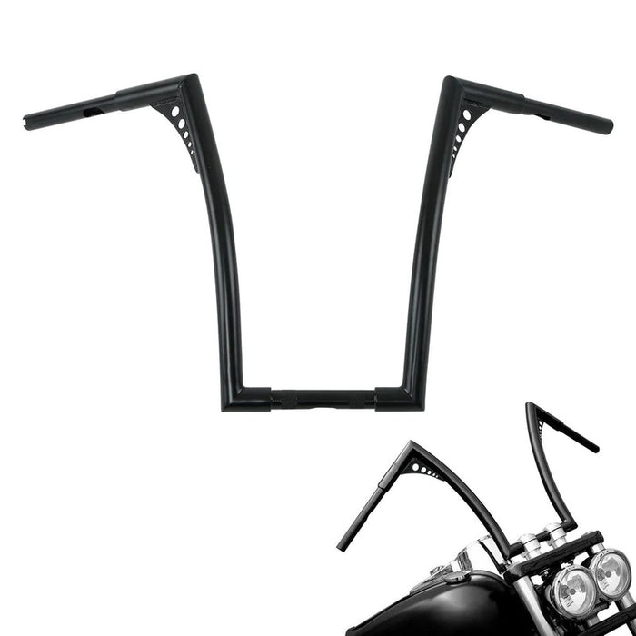 Attitude Inc Bonanza Handlebar, Black Powder Coat 16 Inc , 1-1/4 in. Ape Hangers, For Harley Softail Sportster Fat Boy Dyna