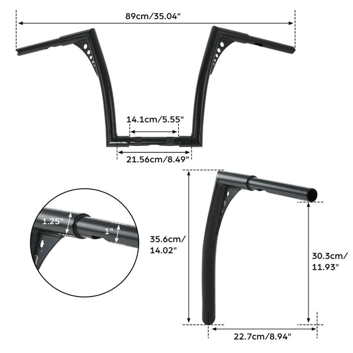 Attitude Inc Bonanza Handlebar, Chrome 14 Inc , 1-1/4 in. Ape Hangers, For Harley Softail Sportster Fat Boy Dyna