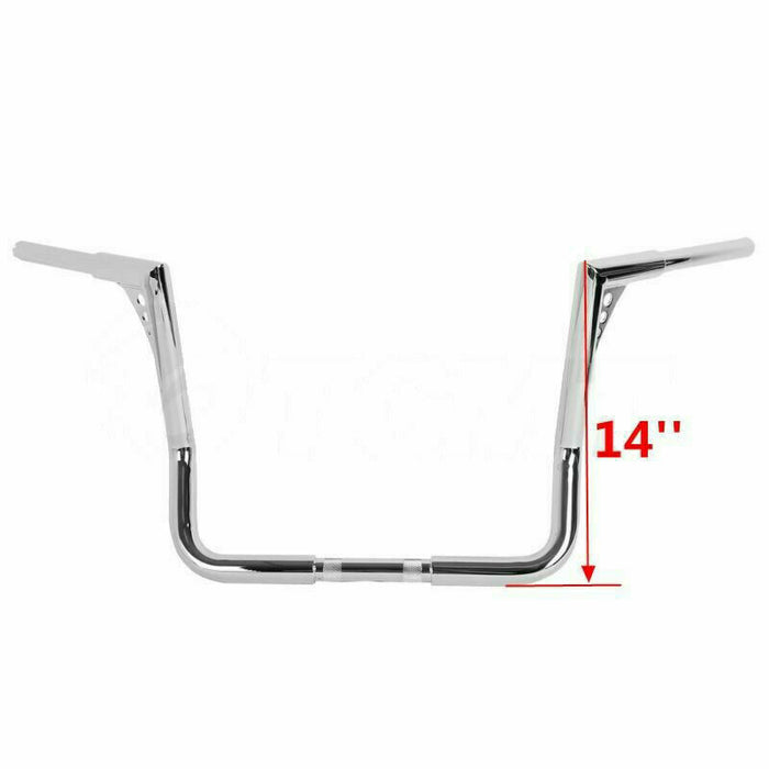 Attitude Inc Wide Bonanza Handlebar ,14 inc ,1 1/4 Dia ,For Harley Touring Dressers ,Baggers, FLHT FLHTC, Chrome , each