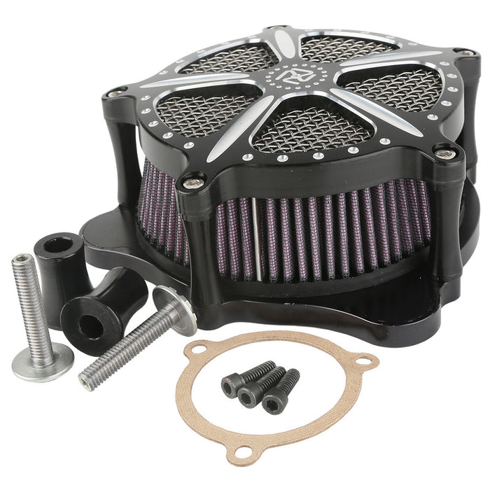 Attitude Inc Aluminium CNC Machined Air Filter Assembly ,EFI, For Harley Electra Glide Custom ,Black Machined Billet ,Kit