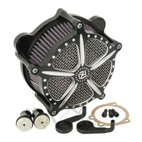 Attitude Inc Air Filter Assembly ,Billet Aluminium Machined  Black ,EFI, For Harley Softail Custom ,Kit