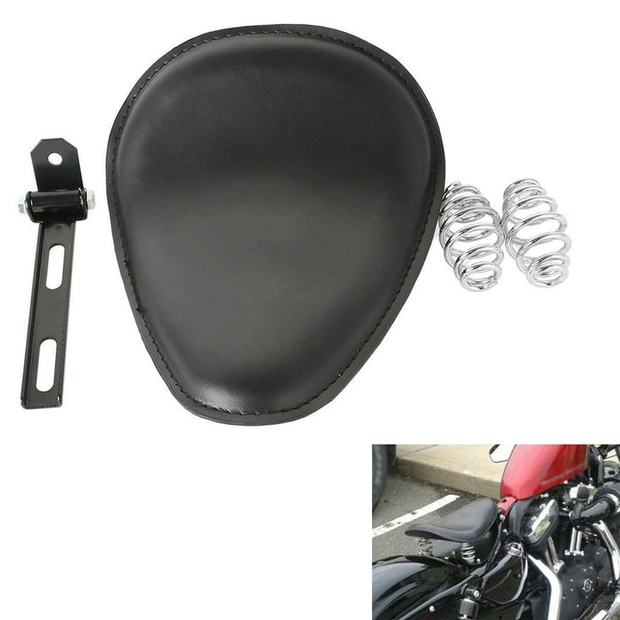 Attitude Inc Universal Solo Seat Saddle and Bracket kit , Low Profile Smooth Black Leather For Harley Kit