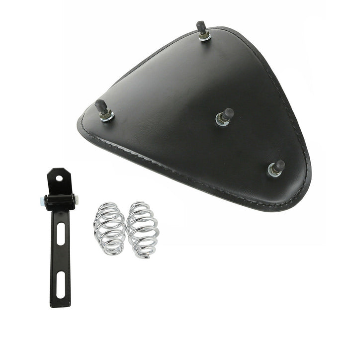 Attitude Inc Universal Solo Seat Saddle and Bracket kit , Low Profile Smooth Black Leather For Harley Kit