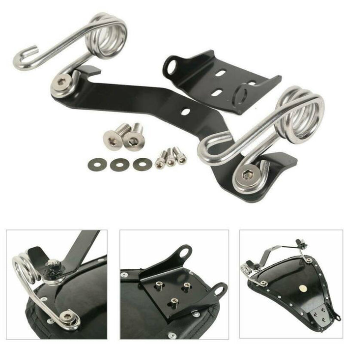 Attitude Inc Universal Solo Seat Saddle and Bracket kit , Low Profile Black Leather For Harley Sportster , Kit