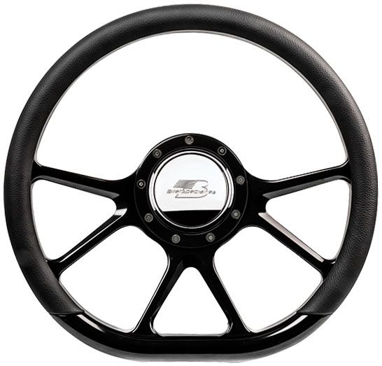 Billet 14" PRISM D-Shaped Steering Wheel (BSBLK29475)