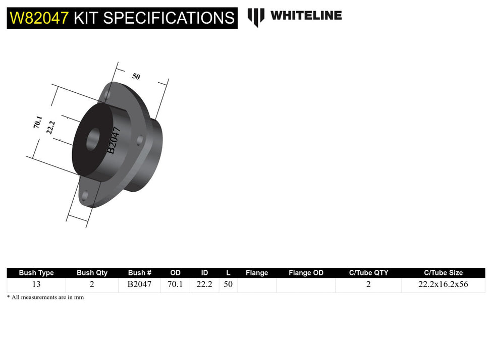 Front Strut Rod - To Chassis Bushing Kit Offset to Suit Holden Commodore VT-VZ and HSV