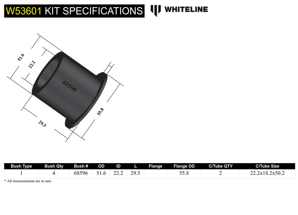 Front Control Arm Lower - Inner Rear Bushing Kit to Suit Honda Civic IX Gen FG, FB