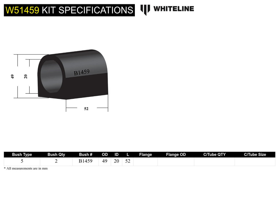 Front Control Arm Lower - Inner Rear Bushing Kit to Suit Holden Barina, Suzuki Baleno, Cultus and Swift