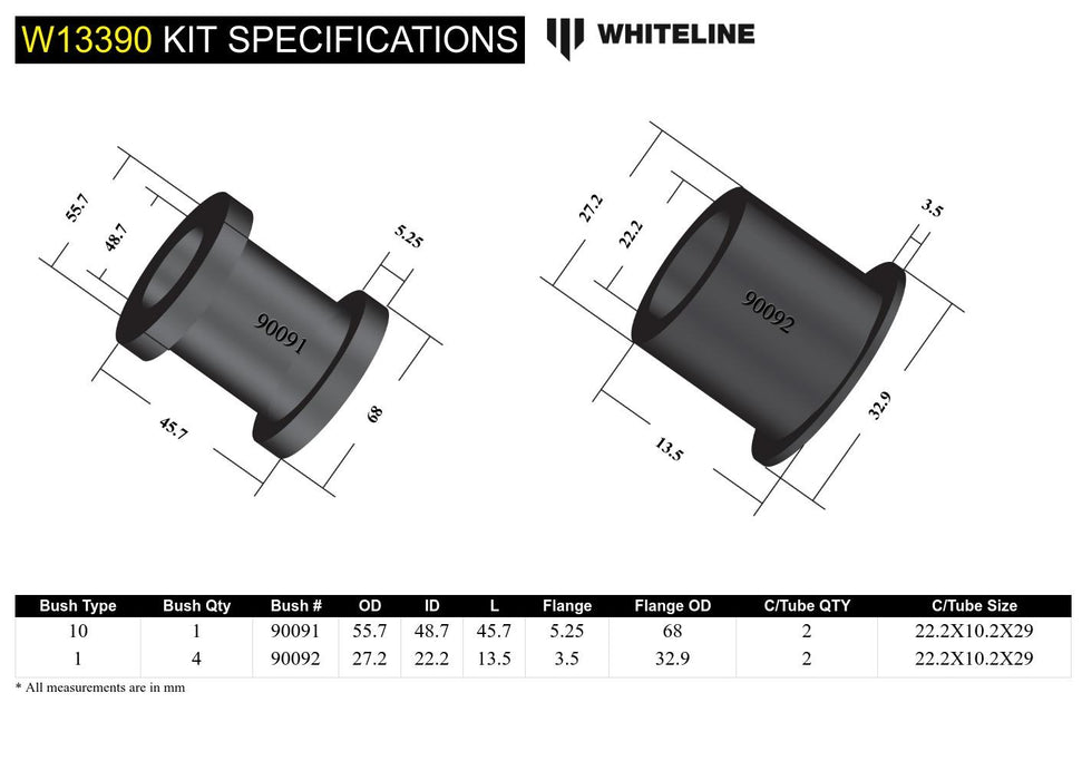 Front Steering Rack and Pinion - Mount Bushing Kit to Suit Honda Accord CL, CM