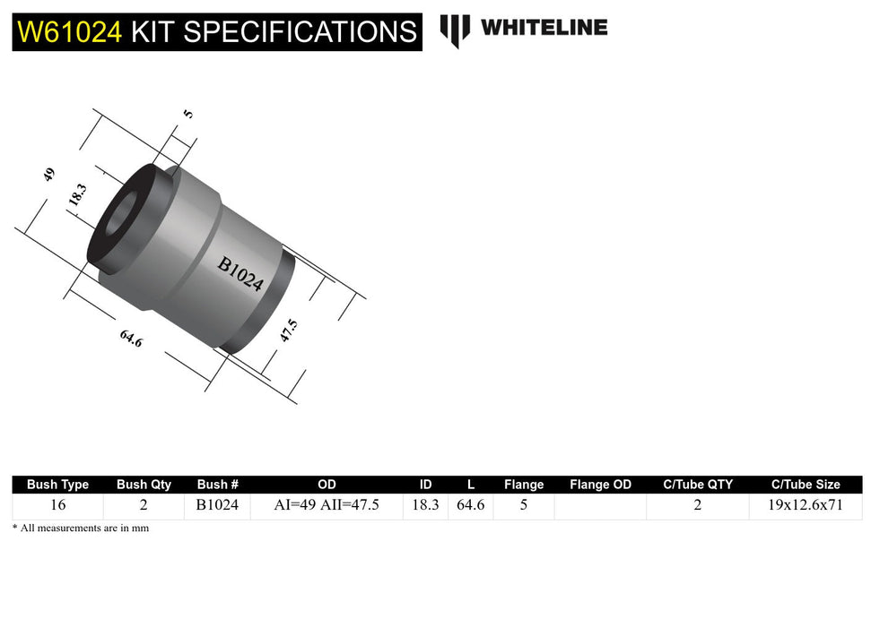 Rear Trailing Arm Lower - Front Bushing Kit to Suit Holden Commodore VB-VS and HSV