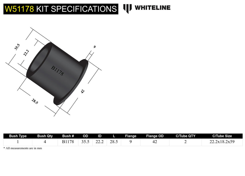 Front Control Arm Lower - Inner Bushing Kit to Suit Holden Apollo and Toyota Camry