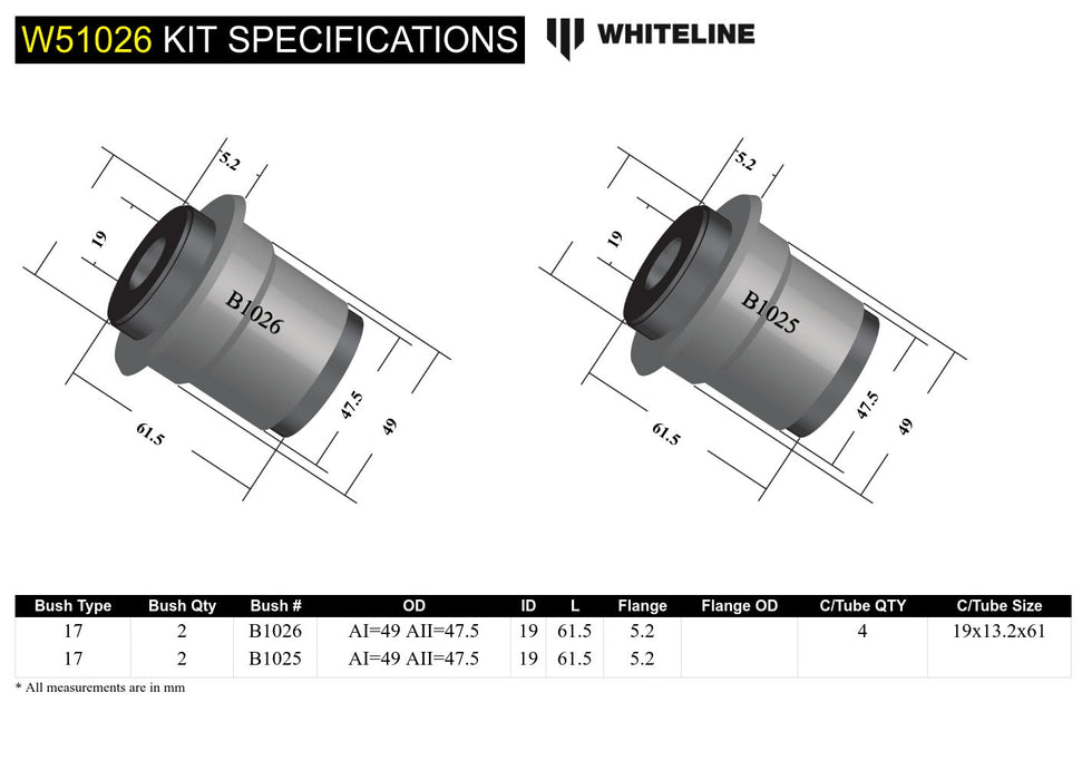 Front Control Arm Lower - Bushing Kit to Suit Holden HT-WB and Torana LC-LX