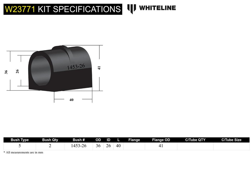 Front Sway Bar Mount - Bushing Kit 26mm to Suit Holden Commodore VB-VZ and HSV