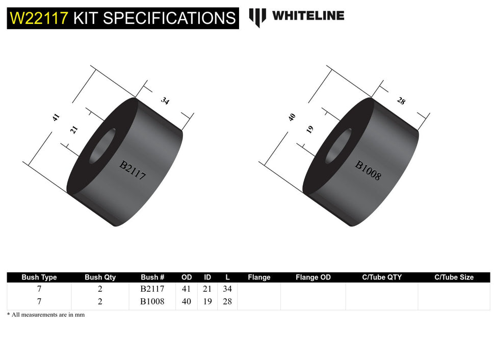 Rear Sway Bar To Hub - Bushing Kit to Suit Holden Astra LD and Nissan Pulsar N13