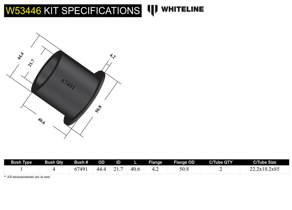 Front Control Arm Lower - Inner Rear Bushing Kit to Suit Holden Colorado, Rodeo and Isuzu D-Max, MU