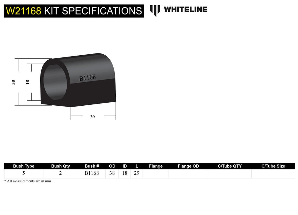 Sway Bar Mount - Bushing Kit 18mm to Suit Holden Commodore VB-VS, EK-WB and HSV