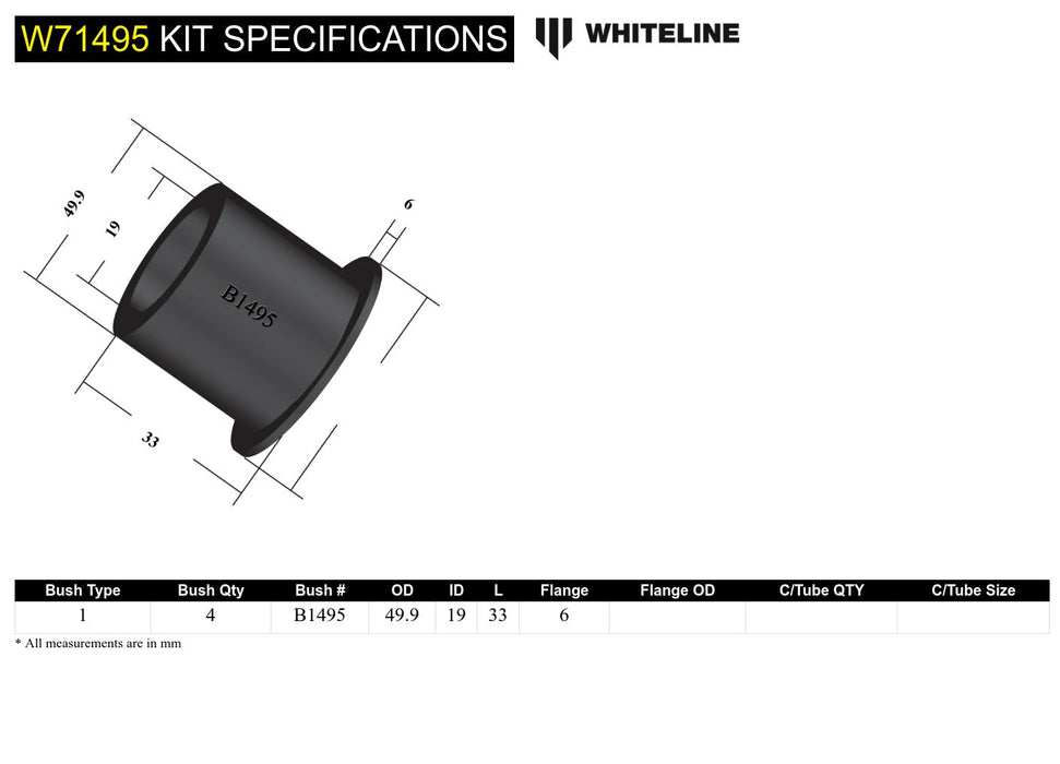 Rear Leaf Spring - Front Eye Bushing Kit to Suit Holden HT, HG