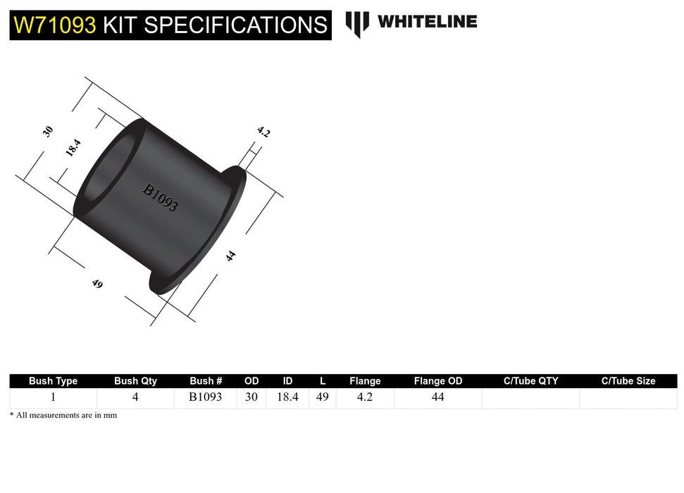 Leaf Spring - Shackle Bushing Kit to Suit Holden Colorado, Isuzu D-Max, LDV T60 and Toyota HiLux