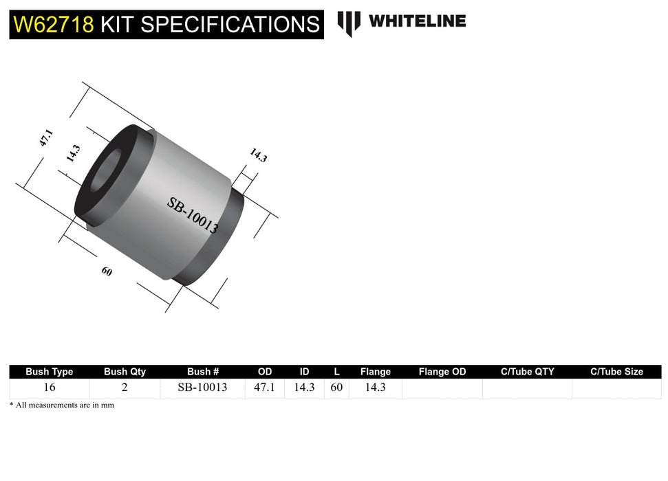 Rear Control Arm Upper - Inner Bearing Kit to Suit Holden Commodore VE, VF and HSV