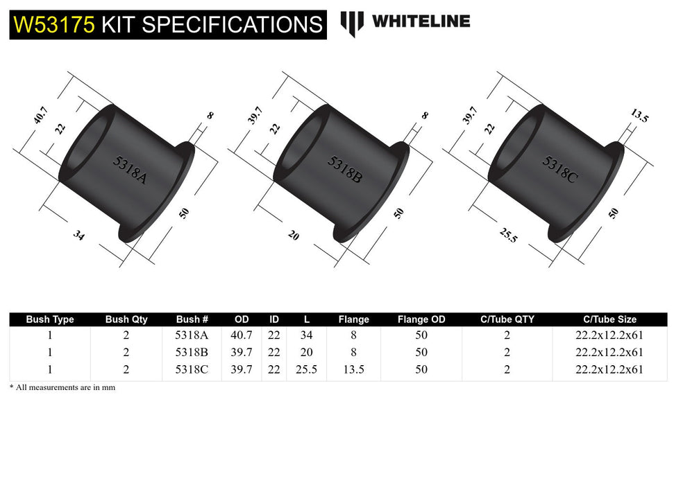 Front Control Arm Lower - Inner Bushing Kit to Suit Holden Commodore VR-VZ and HSV