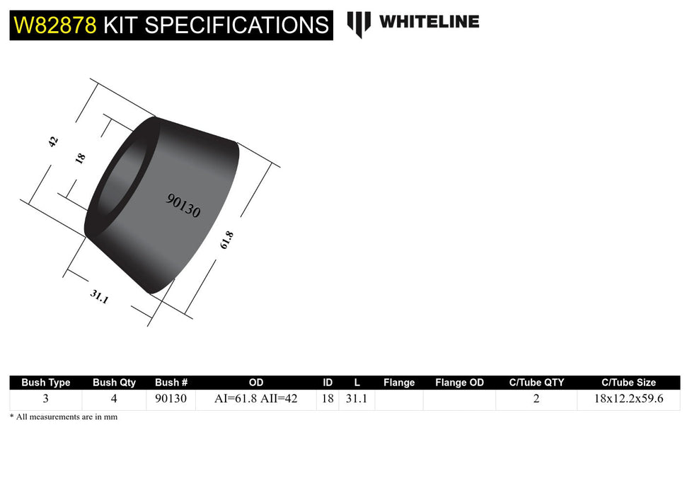 Front Strut Rod - To Chassis Bushing Kit to Suit Honda Integra DA, DB