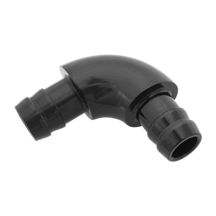 Proflow Hose End Barb Adaptor, Full Flow, 90 Degree, 1/2'' to 1/2'', Black, Each