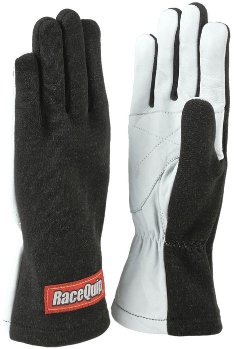 Racequip 350 Series Single Layer Nomex Basic Racing Gloves, Black (RQ350005RQP)