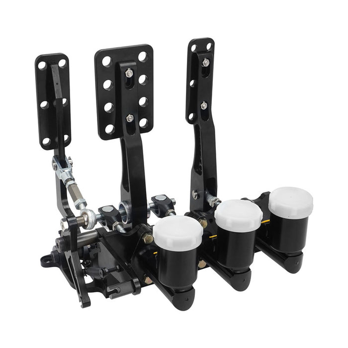 RTS Racing Hydraulic Pedals Box , Lightweight Aluminium, Black Anodized , Floor Mount, Brake, Clutch, Accelerator pedal with Cylinders, Kit