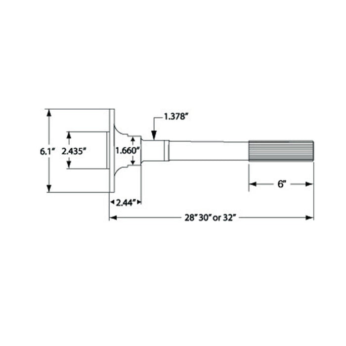 RTS Axles, Ford 9in., Street Forged, 26in. Length, 31-Spline, For Chevrolet & Ford, Cut to Length