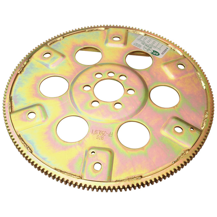 RTS Transmission Flexplate, SFI, Gold Zinc Late SB Chevrolet, 168 Tooth - External - 1-piece rear Main Seal Block, Each