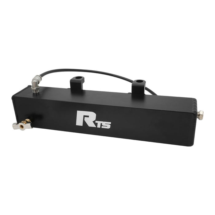 RTS Transmission Overflow Catch Can, TH350 & 4L80E/4L85E, Rectangular, 1.0L Capacity, Aluminium, Black Powdercoated