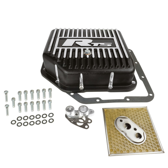 RTS Transmission Pan, Deep, Aluminium, Finned Black Powdercoat, GM, TH350, Kit