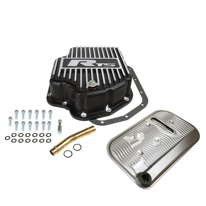 RTS Transmission Pan, Deep, Aluminium, Finned Black Powdercoat, GM, TH400, Kit