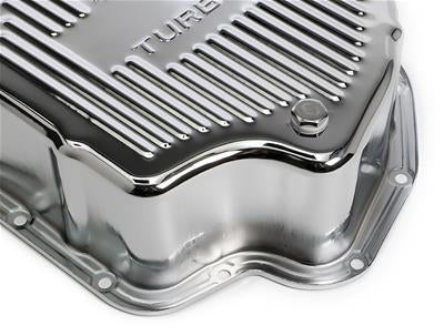 RTS Transmission Oil Pan, Extra Capacity, Steel Ribbed, Chrome, GM Chev Holden TH400, Each