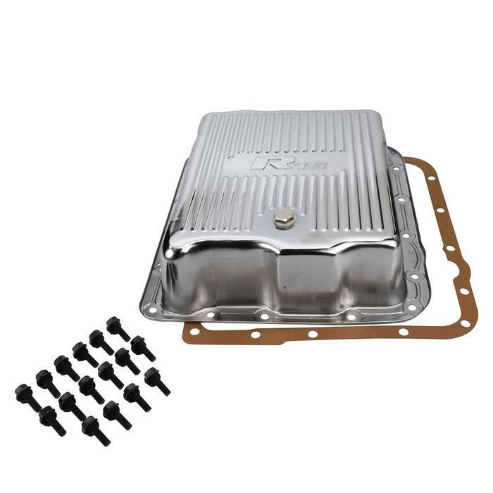 RTS Transmission Pan, Extra Capacity, Steel, Ribbed Chrome, GM Chev Holden, Commodore, 700R4, 4L60, 4L60E, Each