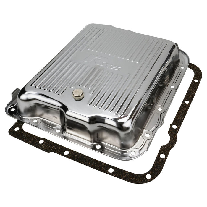 RTS Transmission Pan, Stock Depth, Steel, Ribbed Chrome, GM Chev Holden, Commodore, 700R4, 4L60, 4L60E, Each